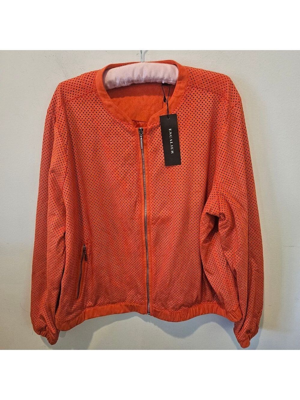 Women's ESCALIER By Halston NWT Orange Perforated Bomber Jacket Plus 20W